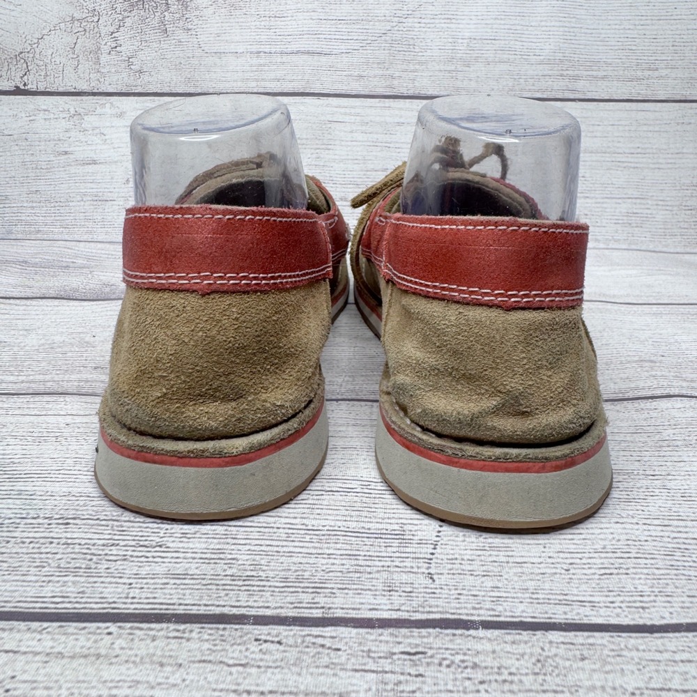 Ariat Women Tan Red Leather Suede Boat Shoes Style 10023050 Size 10B - Picture 2 of 5